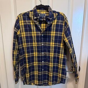 Club Room Men's Blue and Yellow Checkered Shirt